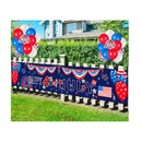 Large Happy 4th of July Decorations Set Memorial Day Independence Banner with 24 Pieces Balloons for Patriotic Decorations Outside Yard Banner Signs