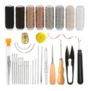 Leather Craft Tool Kit For Shoes Sofa Tent Carpet Leather Craft DIY，Upholstery Repair Sewing Kit Heavy Duty Sewing Kit With Sewing Awl, Seam Ripper, Hand Sewing Stitching Needles, Sewing Thread