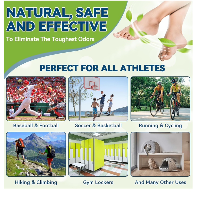 Shoe Deodorizer Spray, 2 Pack Natural Shoe Refresher Spray for Men and Women,