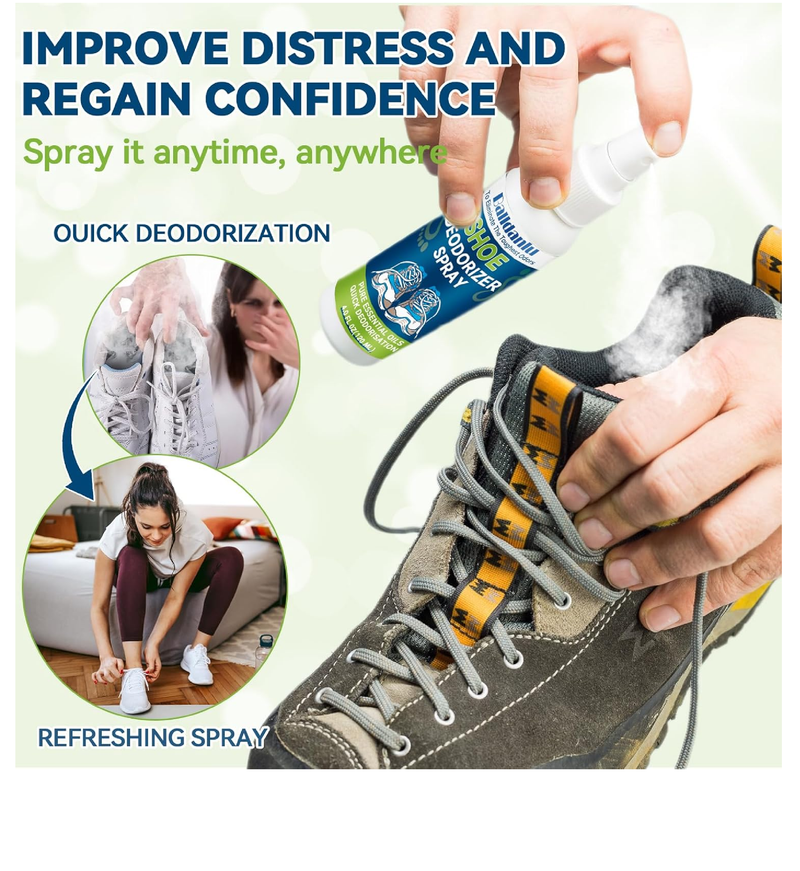 Shoe Deodorizer Spray, 2 Pack Natural Shoe Refresher Spray for Men and Women,