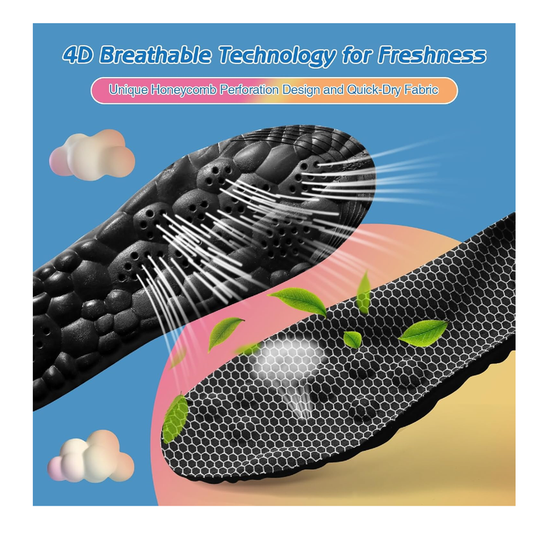 2 Pairs Cloud-Soft Comfort Soles for Men - Memory Foam Steppers Insoles with Graphene