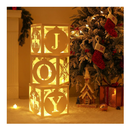 Light Up Christmas Decorations Indoor - 3pcs White Hollow-Out Paper Joy Boxes with Warm Light String, Holiday Fireplace Christmas Decorations for Home