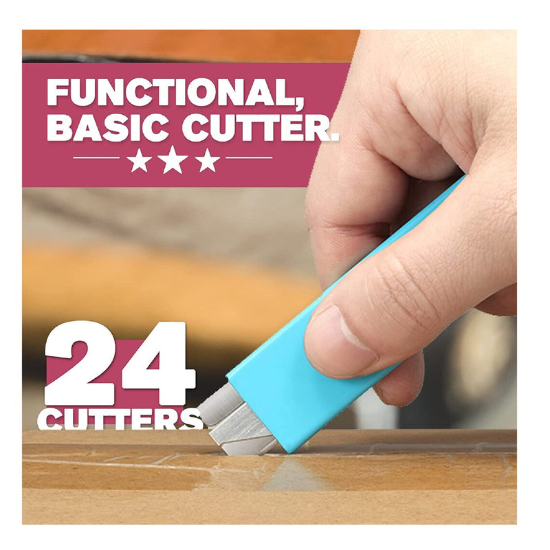 Lnchett Box Cutter | 24-Pack Retractable Mini Cardboard Cutters For Parcels | Boxes And Paper | Heavy Duty Metal Case