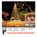 Lomotech Christmas Tree Lights, 404 LED 10Ft Dynamic Cascading Iron Pole Lights with 16 Stands and 7.08" Star Top