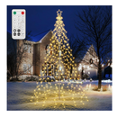 Lomotech Christmas Tree Lights, 404 LED 10Ft Dynamic Cascading Iron Pole Lights with 16 Stands and 7.08" Star Top