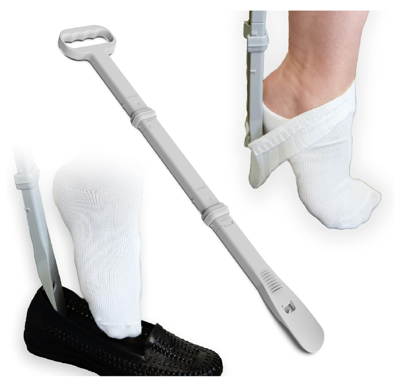 Long Handled (26") Shoe Horn and Sock Remover - Large Dressing Aid for Seniors, Elderly, Disabled