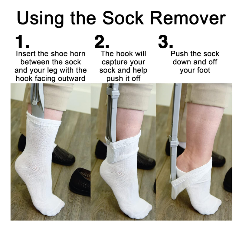 Long Handled (26") Shoe Horn and Sock Remover - Large Dressing Aid for Seniors, Elderly, Disabled