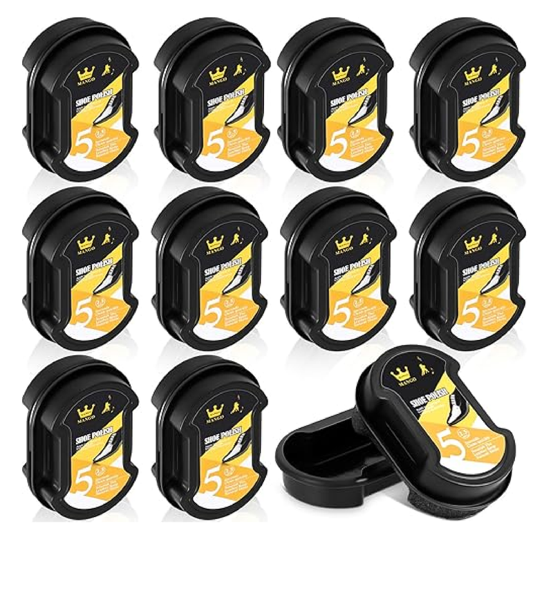Loopeer 12 Pcs Shoe Shine Sponge Bulk 0.2 oz Instant Leather Shoes Shiner Care for Boots, Leather Accessories Quick Cleaning