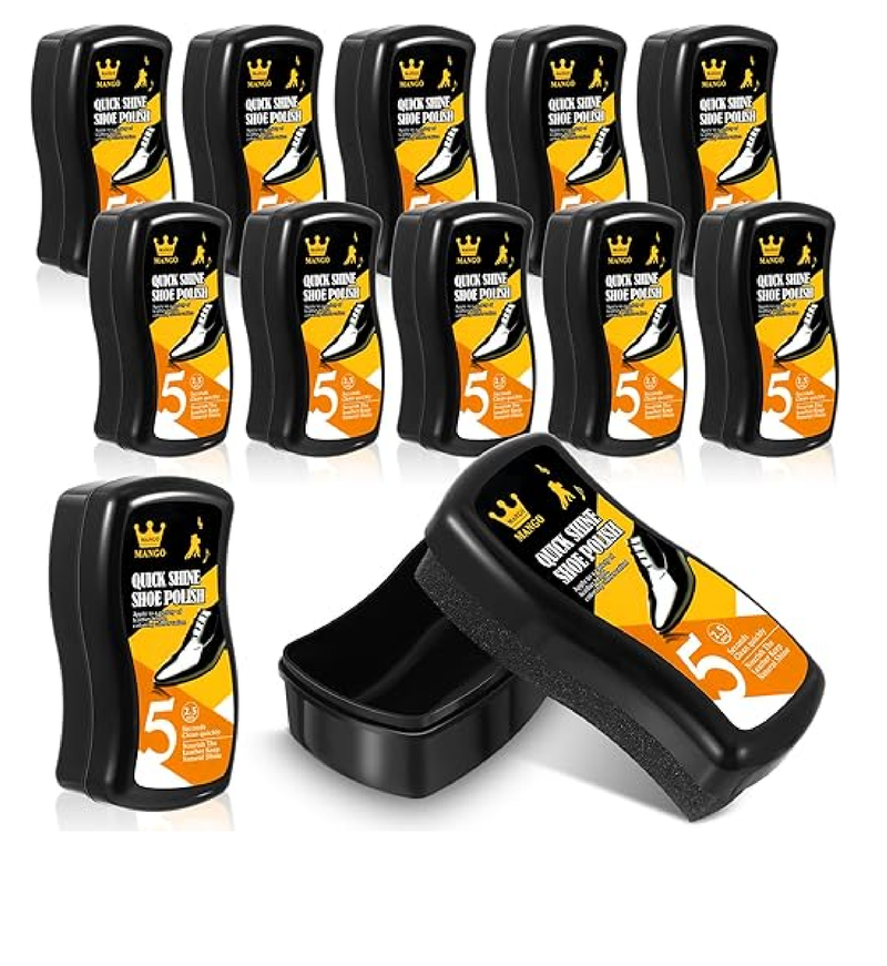 Loopeer 12 Pcs Shoe Shine Sponge Bulk 0.2 oz Instant Leather Shoes Shiner Care for Boots, Leather Accessories Quick Cleaning
