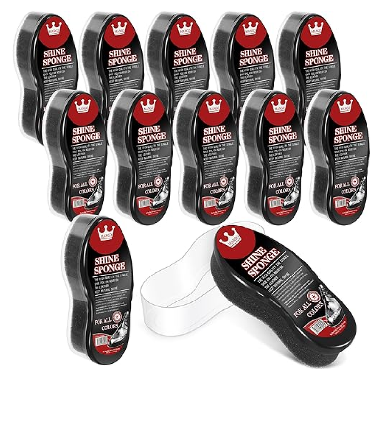 Loopeer 12 Pcs Shoe Shine Sponge Bulk 0.2 oz Instant Leather Shoes Shiner Care for Boots, Leather Accessories Quick Cleaning