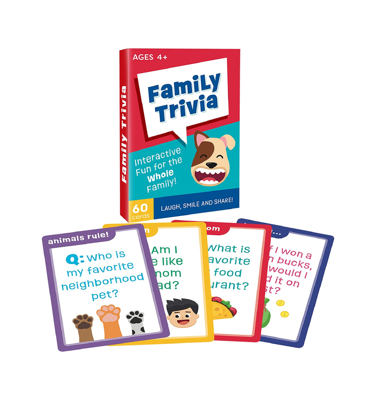 LotFancy Family Trivia Game Ages 4 and up Family Games for Kids and Adults 60 Fun Trivia Cards Family Conversation Starters for Family Game Night Party