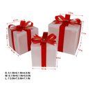 Lulu Home Christmas Box Decorations, Set of 3 Light Up Christmas Present Boxes with Red Bows, Plug-In 60 LEDs Warm White Lighted Xmas Boxes for Christmas Tree Holiday Indoor Outdoor Decors