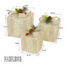 Lulu Home Lighted Christmas Boxes, 60 LEDs Lighted Deocr with Bowknots, Light Up Xmas Boxes for Christmas Tree Holiday Party Decorations (Fabric Gift Boxes)