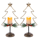 Lulu Home Lighted Christmas Table Decorations, 2 Pack 15.7 Inch Christmas Tree with Battery Operated Candle Lights, Light Up Christmas Tabletop Decorations