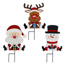 Lulu Home Metal Christmas Yard Signs, Set of 3 Christmas Metal Yard Stakes Outdoor, Christmas Yard Lawn Stake Decoration Outdoor of Snowman, Santa Claus, Reindeer (Sitting-Santa, Snowman, Reindeer)