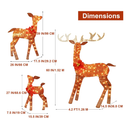 Lulu Home Christmas Yard Decoration, Set of 3 Pre-lit Brown Reindeer with 210 LEDs White Lights, 3D Light Up Glittered Standing Reindeer Family for Xmas Lighted Holiday Display Indoor Outdoor