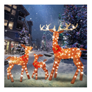 Lulu Home Christmas Yard Decoration, Set of 3 Pre-lit Brown Reindeer with 210 LEDs White Lights, 3D Light Up Glittered Standing Reindeer Family for Xmas Lighted Holiday Display Indoor Outdoor