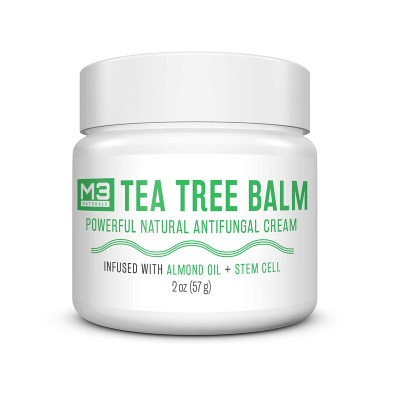 M3 Naturals Natural Tea Tree Balm Infused with Almond Oil and Stem Cell Powerful Skin Balm for Athletes Foot Skin Irritation and Anti-Itch Relief