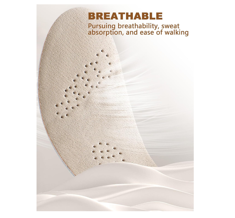 Leather Sockless Shoe Insoles for Men, Thin Dress Work Boots Inserts