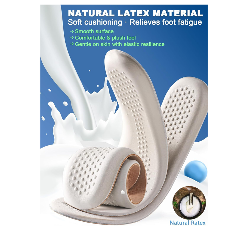 Leather Sockless Shoe Insoles for Men, Thin Dress Work Boots Inserts