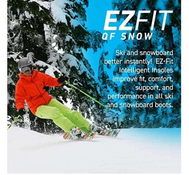 EZFit QF Ski & Snowboard Boot Insoles - Pain Relief Inserts for Men & Women with Regular & High Arch Support Boot Insoles for Better Control,