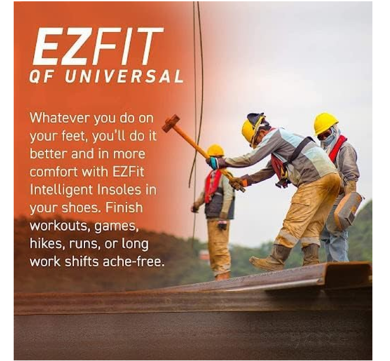 EZFit QF Universal Insoles - Custom Comfort for Men & Women's Work Boots, Running Shoes,