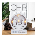 MEETYAMOR Nativity Sets for Christmas Indoor, Large Size LED Nativity Scene Wooden Block with He is Risen Sign Christmas Decor