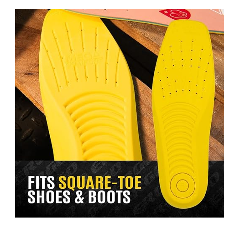 MEGAComfort Ergonomic Square Toe Insoles for Men, Women - Anti-Fatigue Memory Foam for Boots - Construction