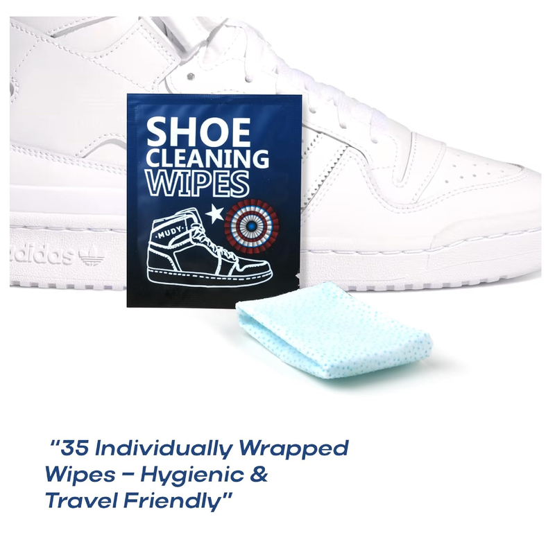 Sneaker Cleaner Wipes 35 Packs Suede Leather Tennis Quick Cleaning Disposable Travel Portable Removes Dirt, Stains