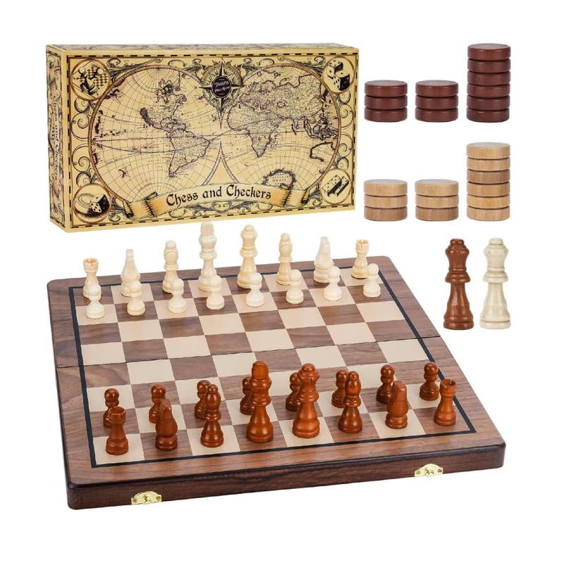 Magnetic Chess and Game Checkers Set for Adults Teens and Kids