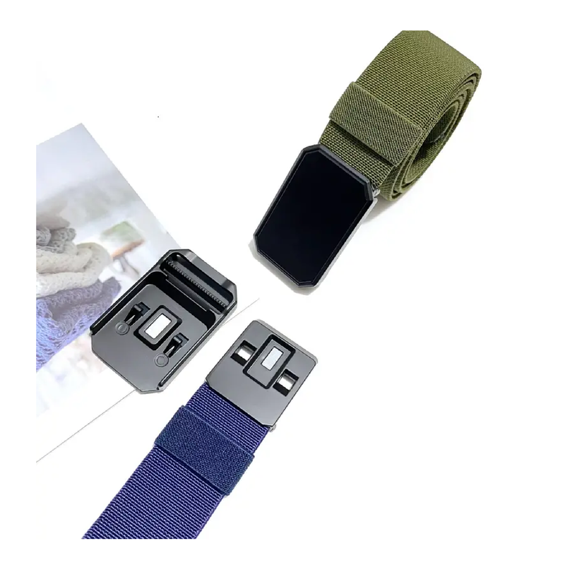 Magnetic Casual Elastic Canvas Belt, Outdoor Military Training Belt, Elastic Woven Belt