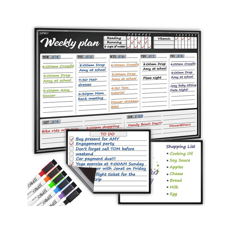 Magnetic Whiteboard Weekly Planner | Large Dry Erase for Fridge