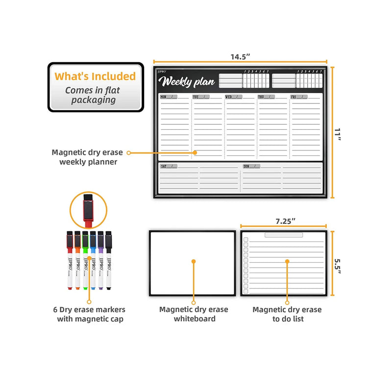 Magnetic Whiteboard Weekly Planner | Large Dry Erase for Fridge