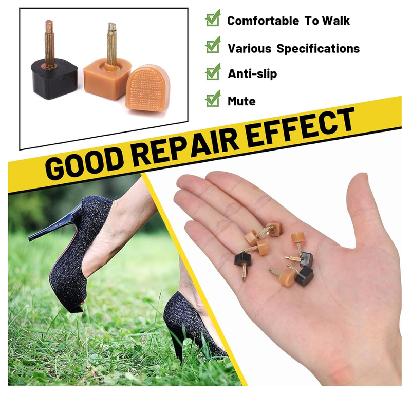 30 Pairs 5 Sizes High Heel Replacement Tips Pin Kit with 6" Heel Caps Remove Pliers, 9/10/10.5/11/12.5mm 2 Pins