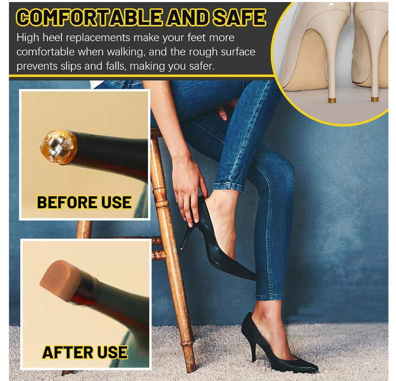 30 Pairs 5 Sizes High Heel Replacement Tips Pin Kit with 6" Heel Caps Remove Pliers, 9/10/10.5/11/12.5mm 2 Pins