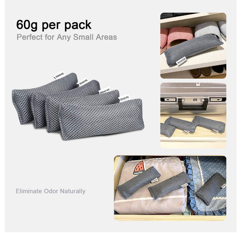 12 Pack Charcoal Shoe Deodorizer Bags inserts, Shoe Odor Eliminator,Drawer Deodorizers,