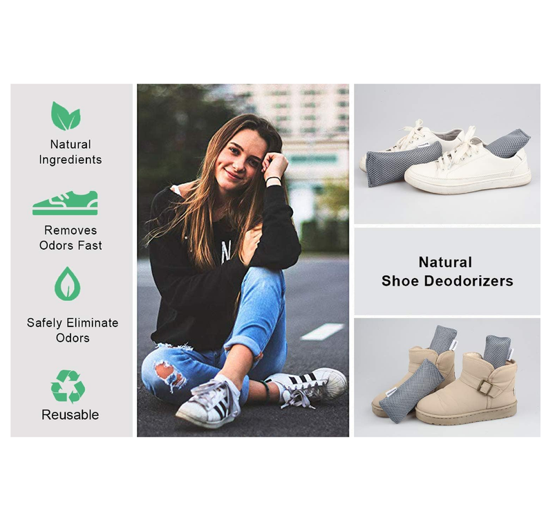 12 Pack Charcoal Shoe Deodorizer Bags inserts, Shoe Odor Eliminator,Drawer Deodorizers,