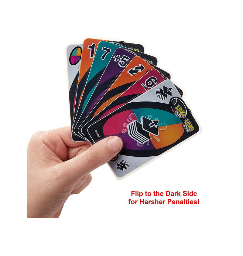 Mattel Games UNO Flip Splash Card Game for Kids Adults & Game Night with Water Resistant Double Sided Cards