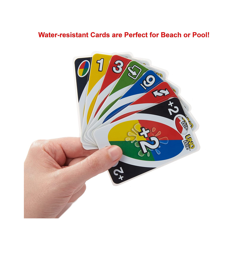 Mattel Games UNO Flip Splash Card Game for Kids Adults & Game Night with Water Resistant Double Sided Cards