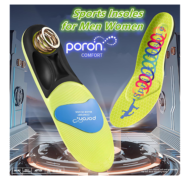 Springs with Airbag Sports Insoles for Men Women, Running Memory Foam Insoles for Shock Absorption,