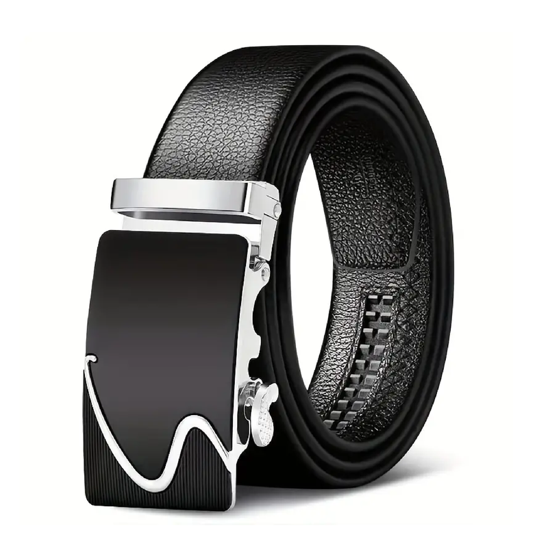 Men's Genuine Leather Buckle Belt, Automatic Buckle Pants Belt, Business Casual Belt For Outdoor Holiday Party