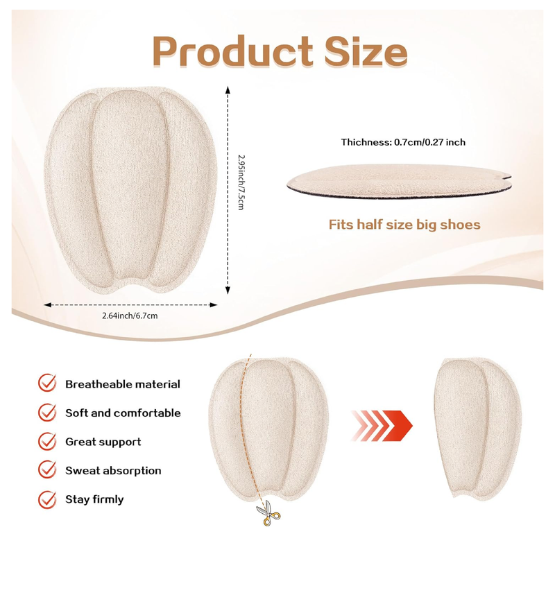 Tongue Pads for Shoe Too Big, Loose Shoes, Heel Pads Grips Cushion Inserts Replacement,