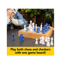 Mindful Classics Chess Checkers Board Game Set with Bamboo Wooden Box Family Board Games Eco Friendly Gift for Adults and Kids Ages 8 and up
