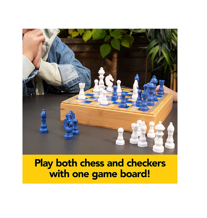 Chess Checkers and Tic-Tac-Toe Set, Classic Strategy Games, for Adults and  Kids Ages 6 and up