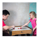 Mini Arcade Air Hockey Table A Toy for Girls and Boys by Hey Play Fun Table Top Game for Kids Teens and Adults- Battery Operated 22 Inches Brown