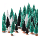 30Pcs Mini Christmas Trees, Artificial Christmas Tree Bottle Brush Trees Christmas with 5 Sizes, Sisal Snow Trees with Wooden Base for Christmas Decor