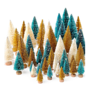 30Pcs Mini Christmas Trees, Artificial Christmas Tree Bottle Brush Trees Christmas with 5 Sizes, Sisal Snow Trees with Wooden Base for Christmas Decor Christmas Party Home Table Craft Decorations