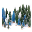 30Pcs Mini Christmas Trees Artificial Christmas Tree Bottle Brush Trees with Wooden Base for Christmas Decor Christmas Party Home Table Craft Decorations(Green+Blue+White)