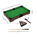 Hey! Play! Mini Tabletop Pool Set Billiards Game Includes Game Balls Sticks Chalk Brush and Triangle Portable and Fun for The Whole Family Green