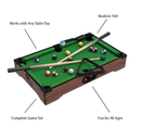 Hey! Play! Mini Tabletop Pool Set Billiards Game Includes Game Balls Sticks Chalk Brush and Triangle Portable and Fun for The Whole Family Green